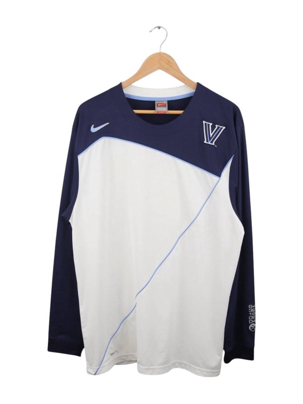 Nike Villanova Wildcats Long Sleeve Shirt‎ L Blue White Team Issued FitDry